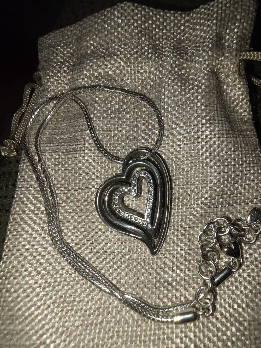 Brighton Infinity Sparkle Petite Heart Necklace Like New!